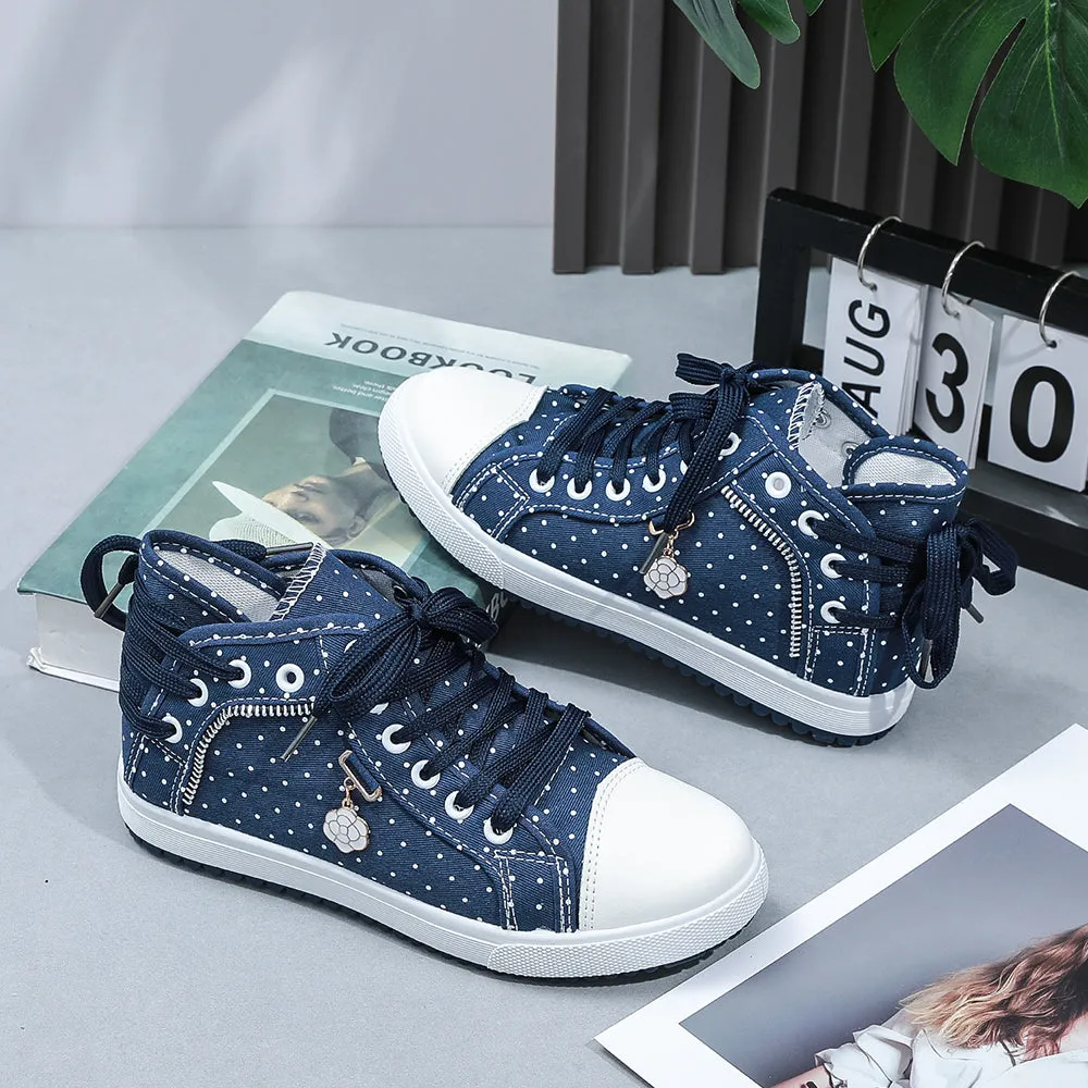 2024🔥New🔥Lace Mesh Breathable High Top Women's Canvas Shoes