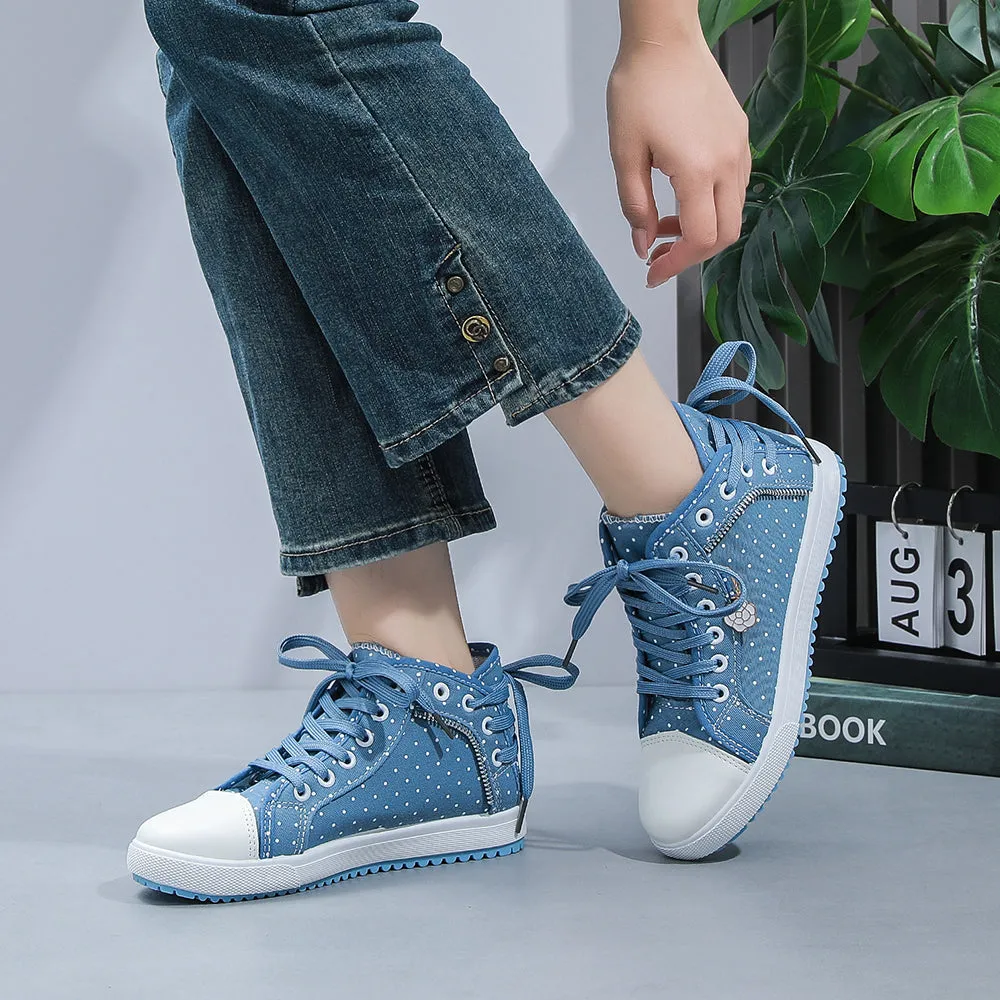 2024🔥New🔥Lace Mesh Breathable High Top Women's Canvas Shoes
