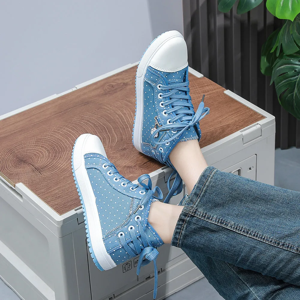 2024🔥New🔥Lace Mesh Breathable High Top Women's Canvas Shoes