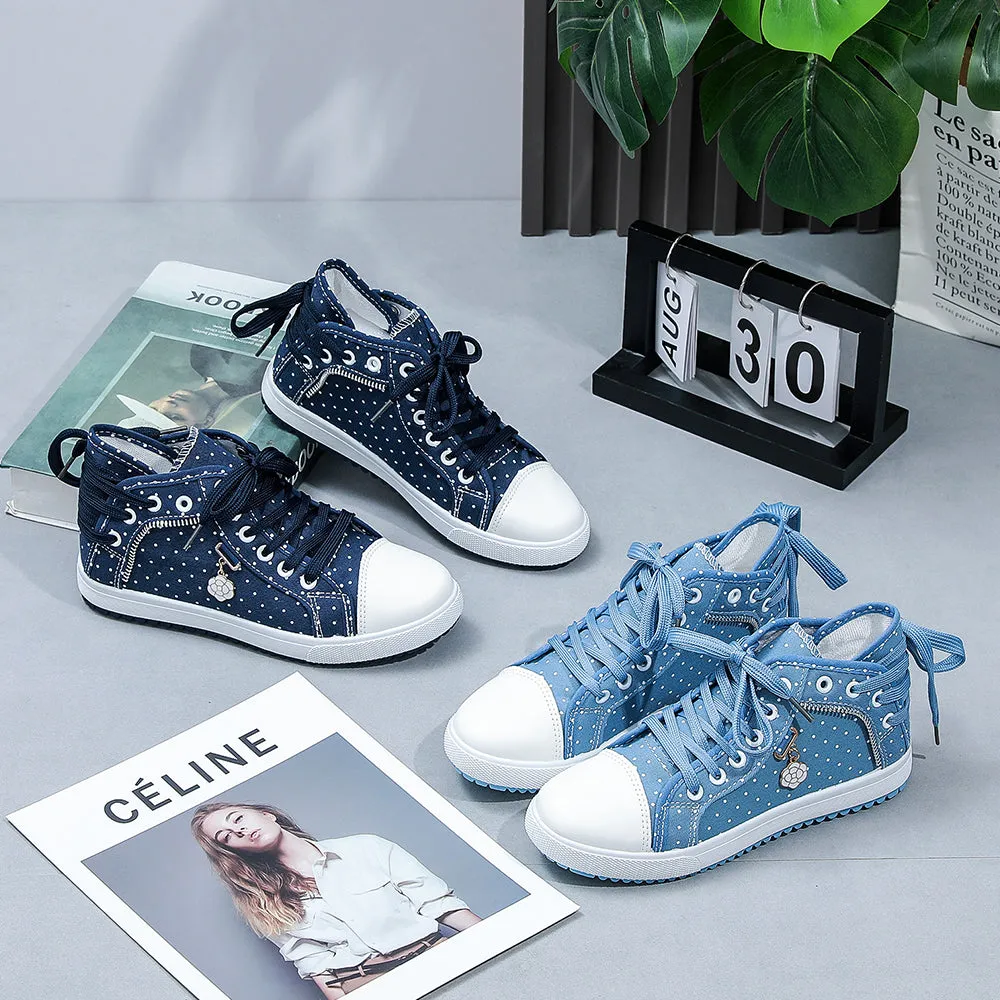 2024🔥New🔥Lace Mesh Breathable High Top Women's Canvas Shoes