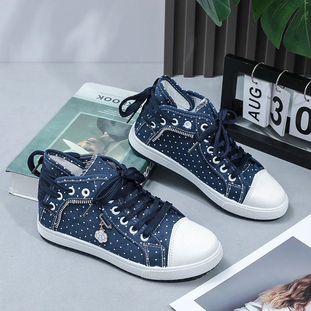 2024🔥New🔥Lace Mesh Breathable High Top Women's Canvas Shoes