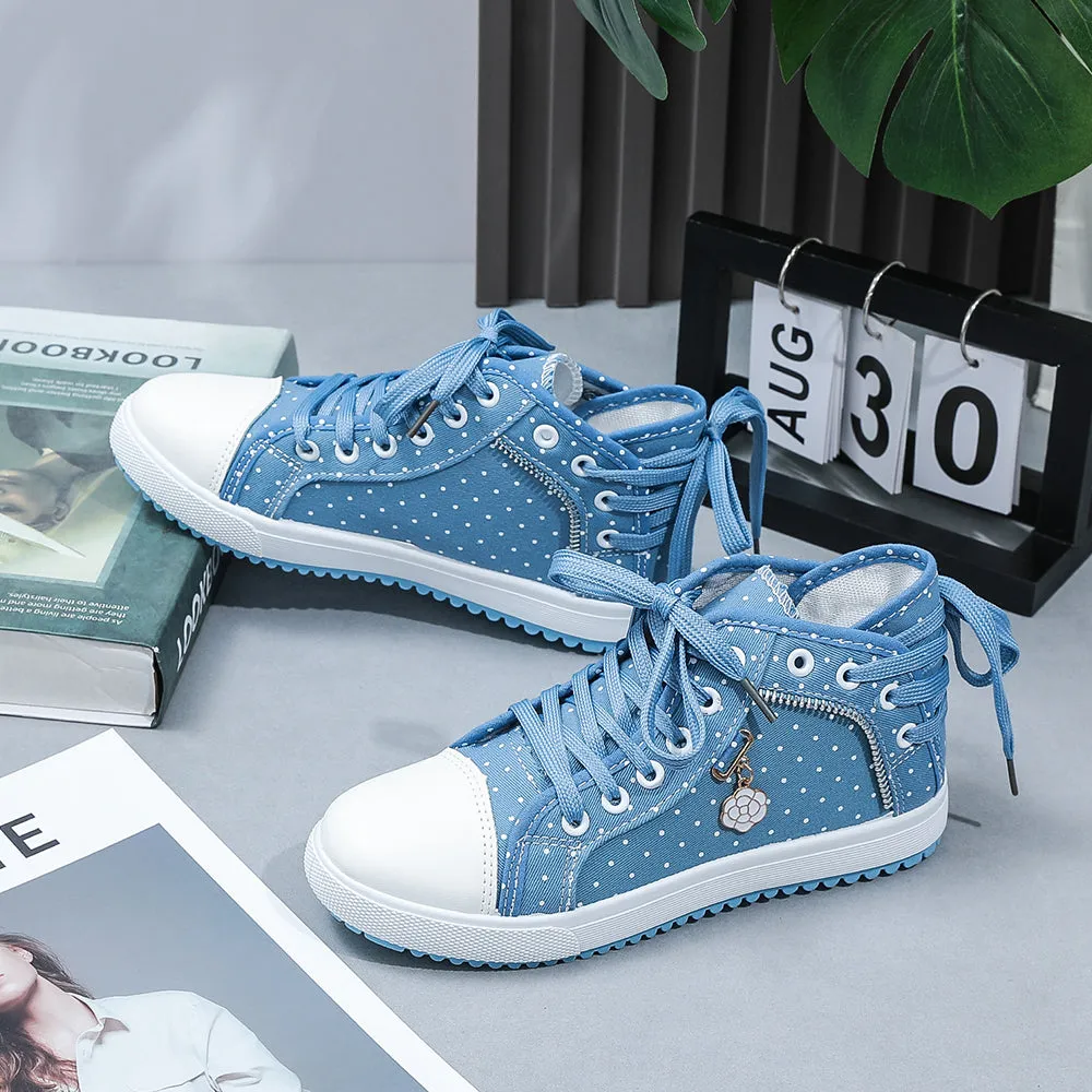 2024🔥New🔥Lace Mesh Breathable High Top Women's Canvas Shoes
