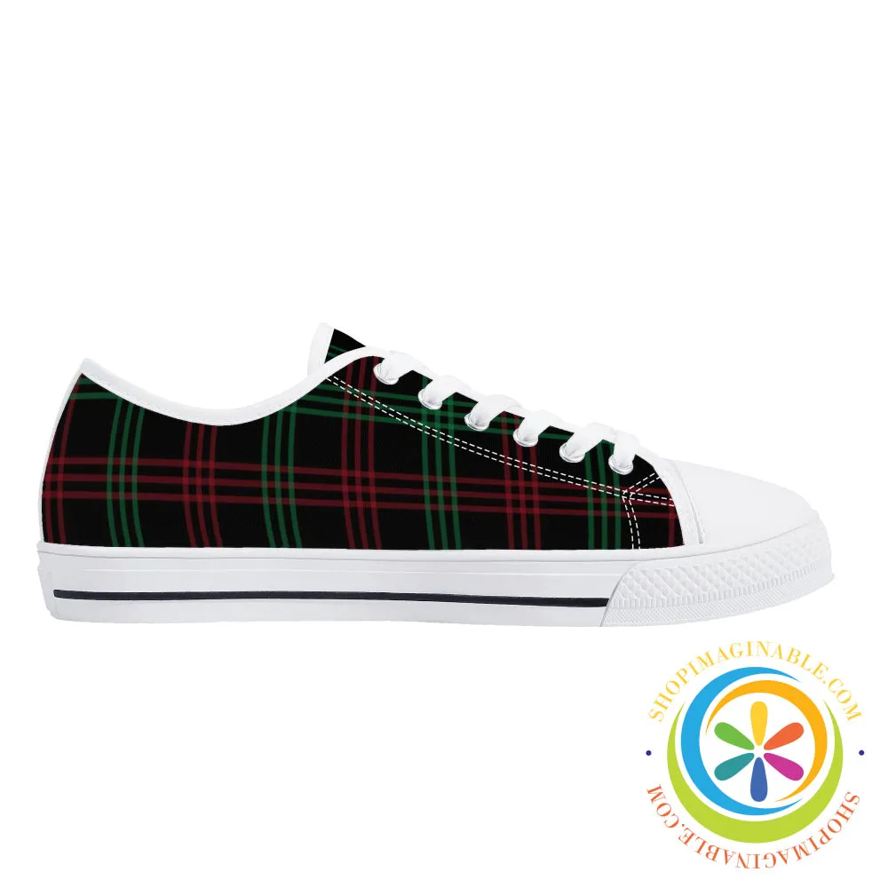 Classic Green & Red Plaid Ladies Low Top Canvas Shoes