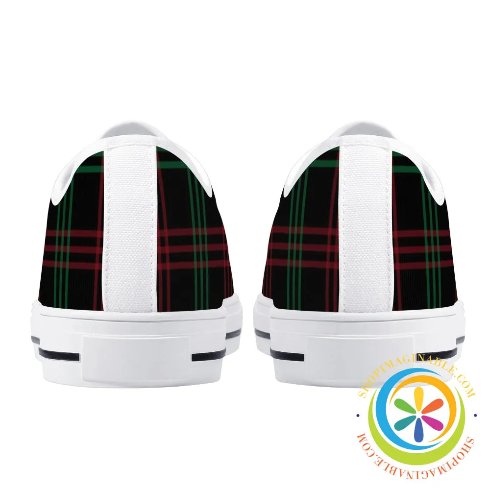 Classic Green & Red Plaid Ladies Low Top Canvas Shoes