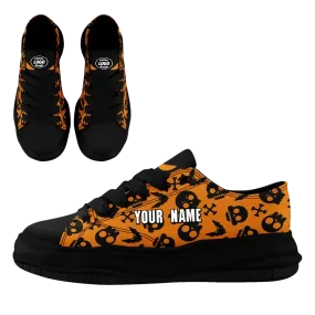 Corporate Gifts,Personalized Skull Sneakers, Custom Bat Design Canvas Shoes, Comfortable and Stylish Gym Shoes, Gift for Halloween Day