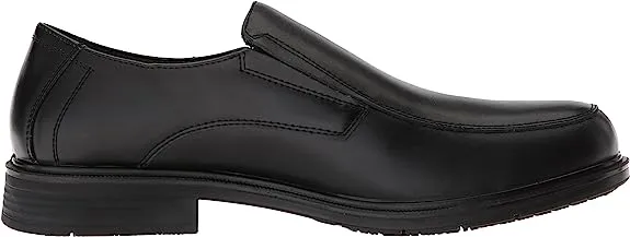 Dr Scholl's Jeff Black Leather Slip On Stacked Heel Rounded Toe Fashion Loafers