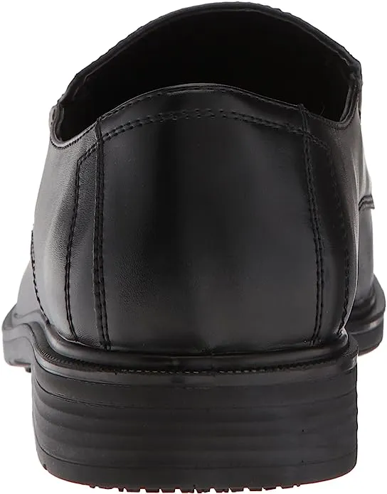 Dr Scholl's Jeff Black Leather Slip On Stacked Heel Rounded Toe Fashion Loafers
