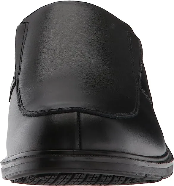 Dr Scholl's Jeff Black Leather Slip On Stacked Heel Rounded Toe Fashion Loafers