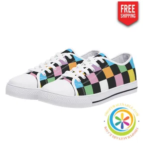 Funky Checkered Ladies Low Top Canvas Shoes