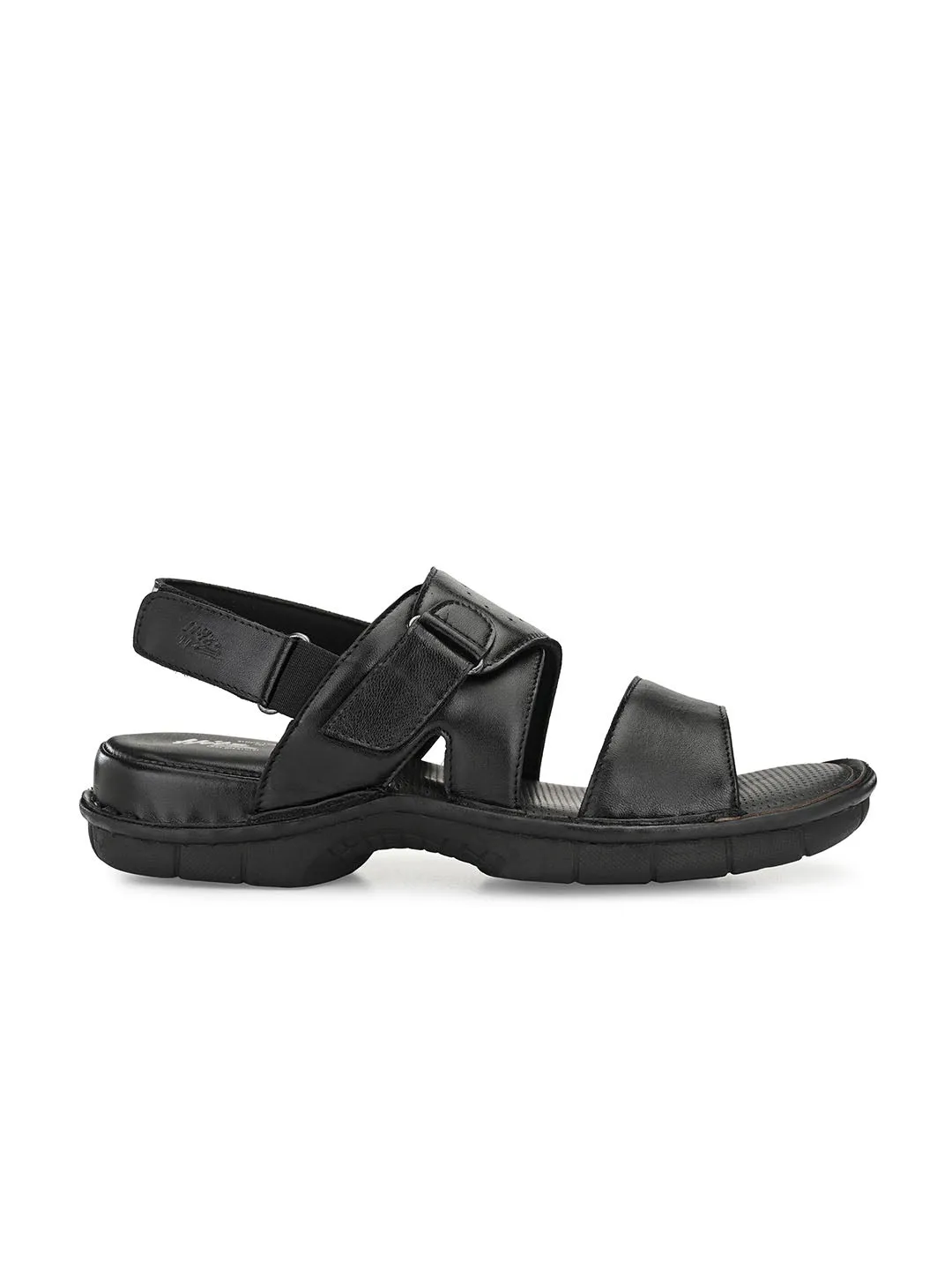 HITZ9201 Men's Black Leather Casual Velcro Sandals