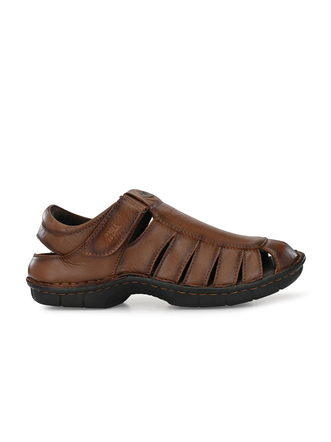 HITZ9603 Men's Tan Leather Casual Velcro Sandals