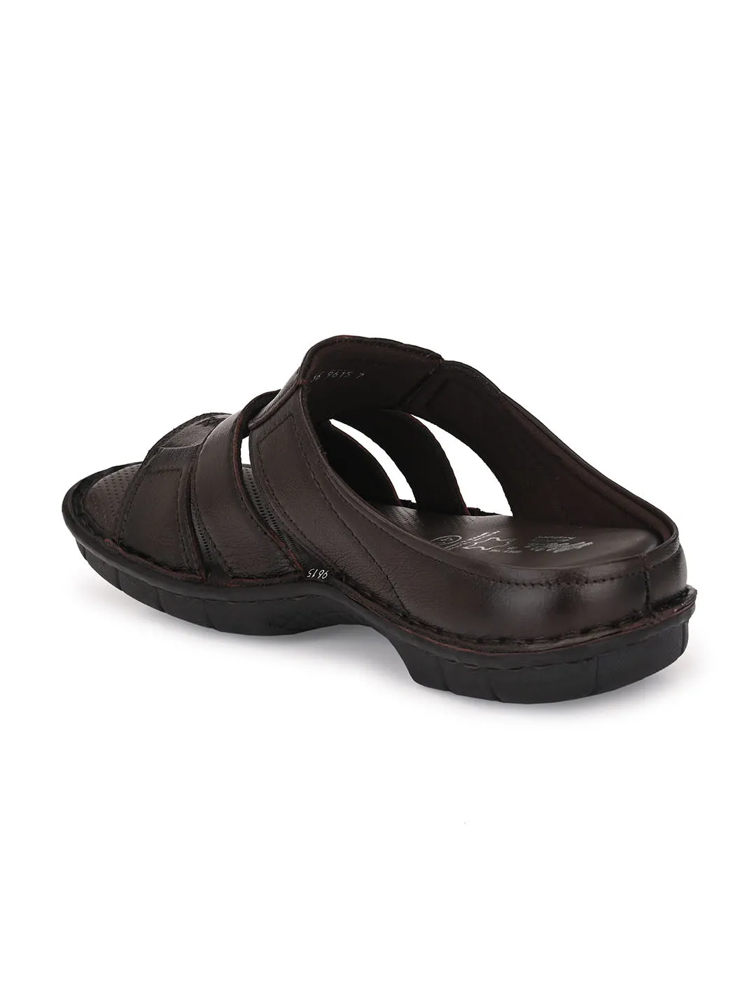 HITZ9615 Men's Brown Leather Casual Open Slipper