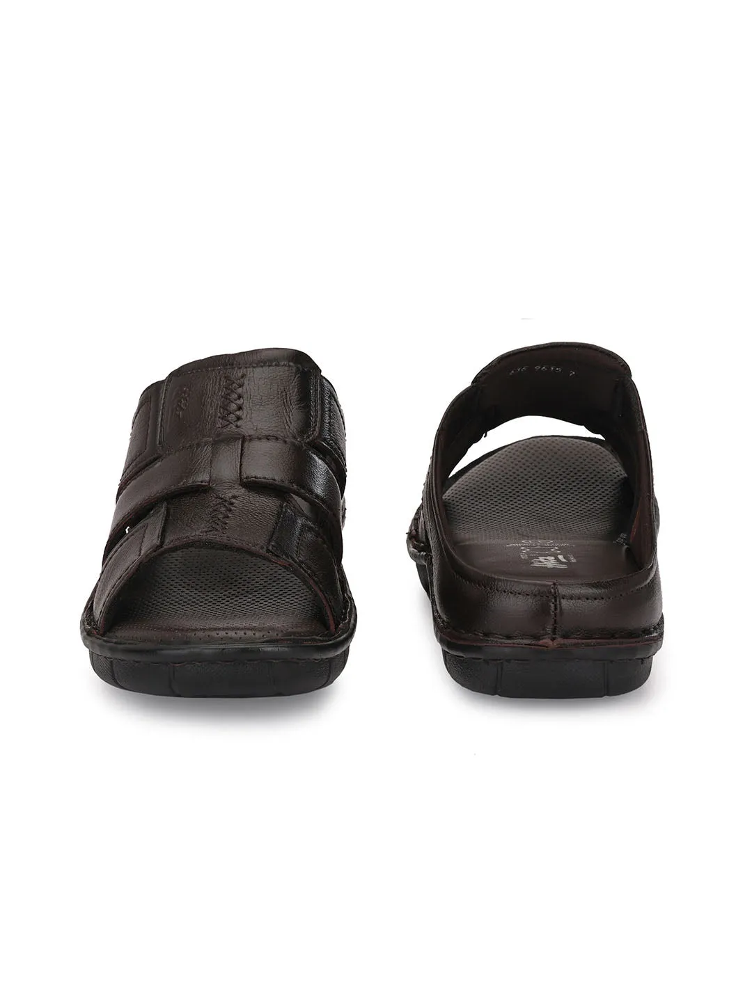 HITZ9615 Men's Brown Leather Casual Open Slipper