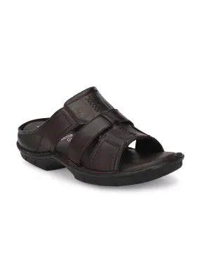 HITZ9615 Men's Brown Leather Casual Open Slipper