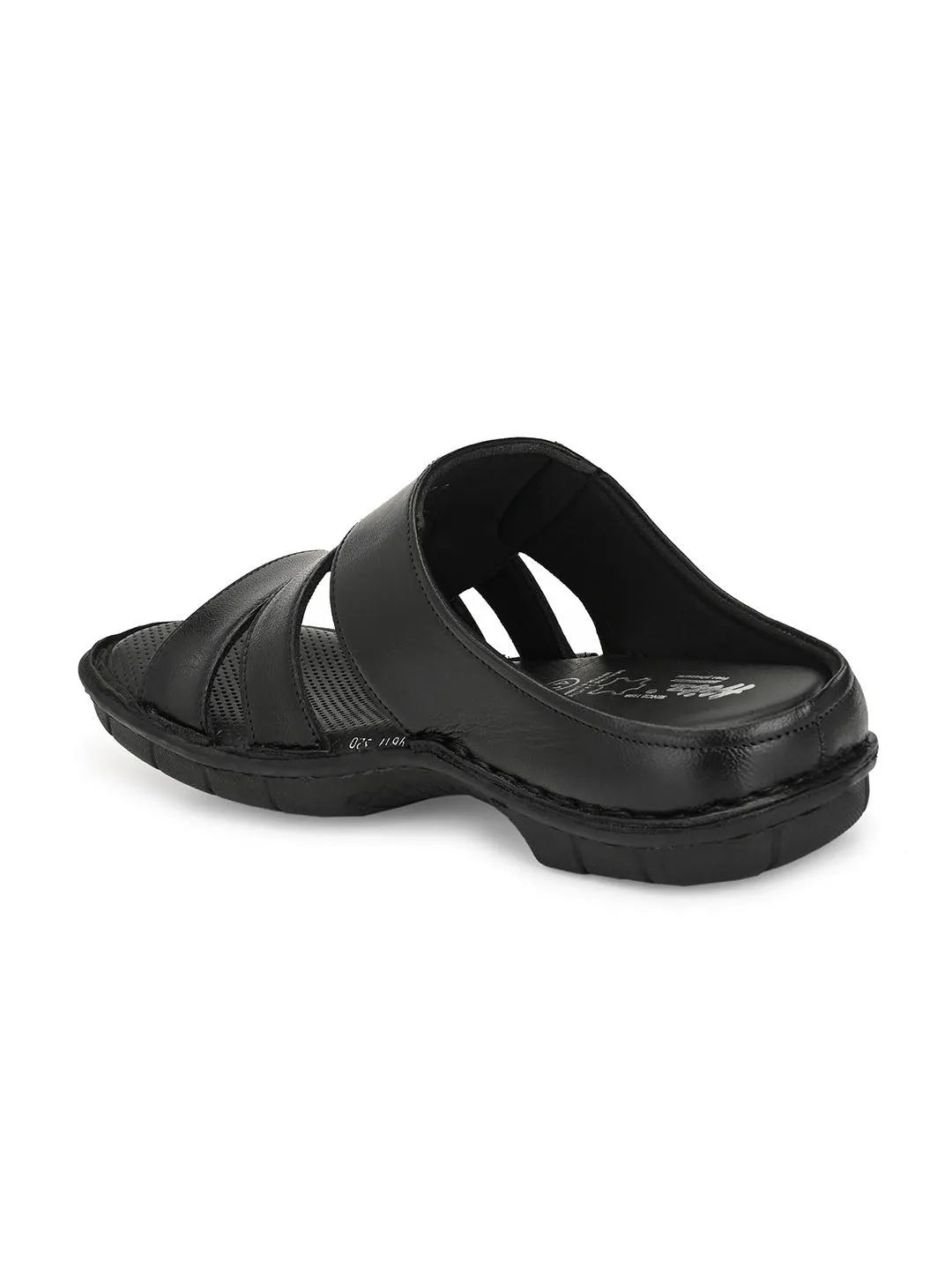 HITZ9617 Men's Black Leather Casual Open Slipper