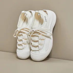 kamames Hollow-out Canvas Shoes Women's  Summer New Korean Style Student White Shoes Women's Flat Ins Breathable Half Support P801
