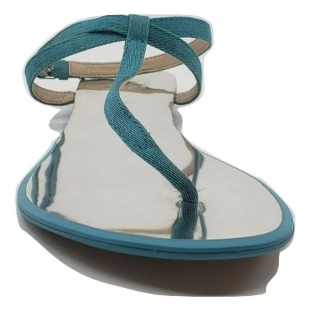 Krish Turquoise and Silver Fabric Joe's Jeans Flat Sandals