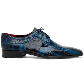 Marco Di Milano Fitipaldi Rustic Navy Alligator Derby Shoes