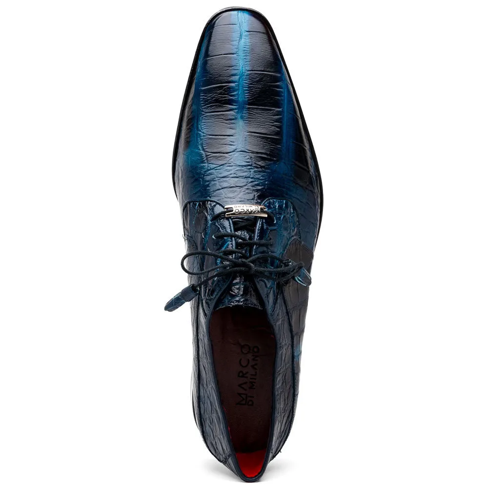Marco Di Milano Fitipaldi Rustic Navy Alligator Derby Shoes