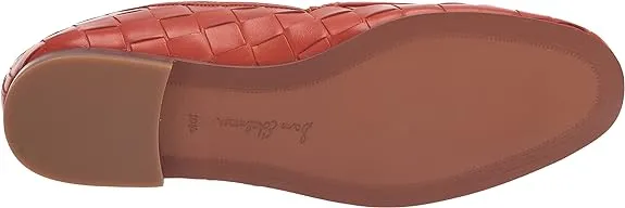 Sam Edelman Loraine Canyon Orange Woven Leather Classic Chain Detail Vamp Loafer