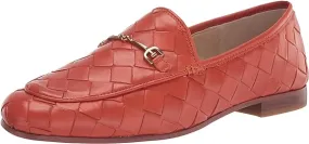 Sam Edelman Loraine Canyon Orange Woven Leather Classic Chain Detail Vamp Loafer