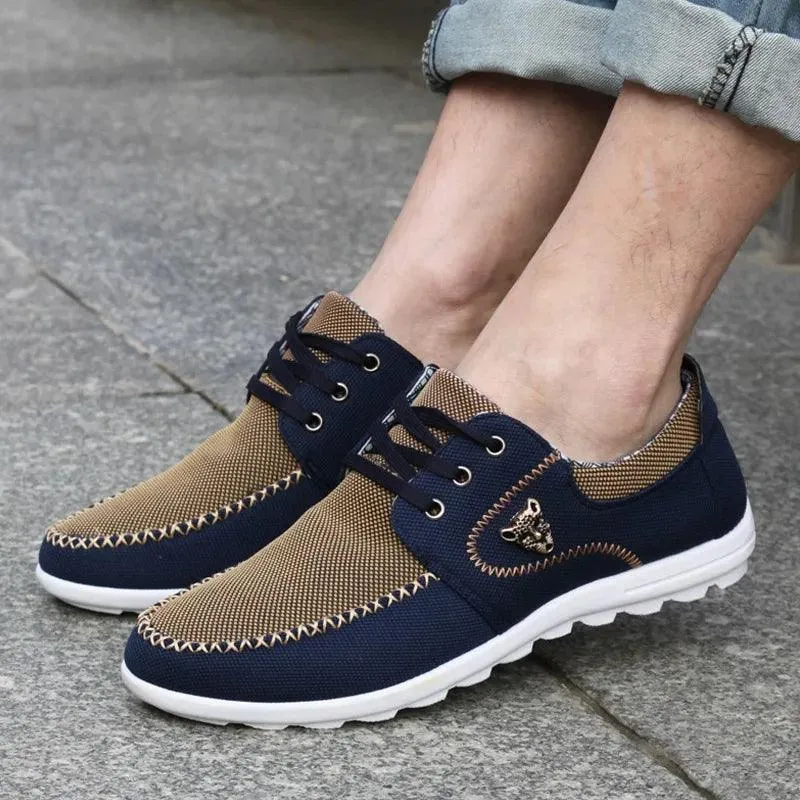 Spring Men Casual Shoes Flat Canvas Shoes for Men Patchwork Shoes Soft Comfortable Breathable Male Footwear Plus Size 39-46