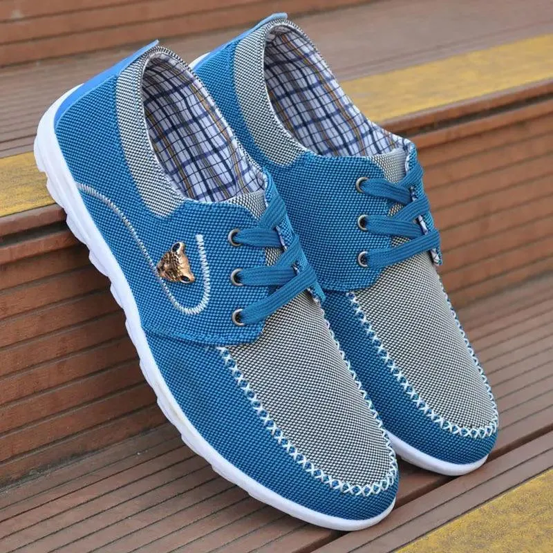 Spring Men Casual Shoes Flat Canvas Shoes for Men Patchwork Shoes Soft Comfortable Breathable Male Footwear Plus Size 39-46