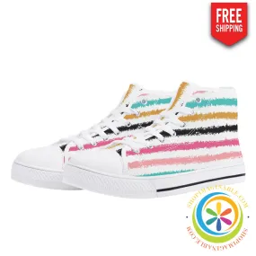 Striped Sensations Ladies High Top Canvas Shoes