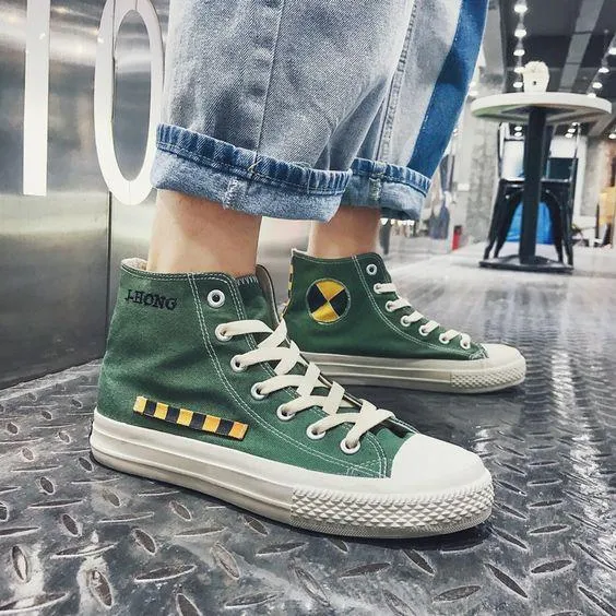 Trendy Student Style High Top Canvas Shoes