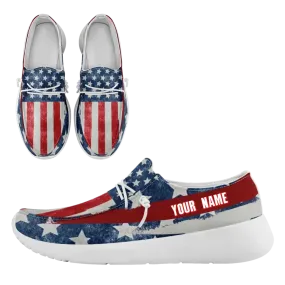 Unique Gift,Personalized  America Flag Sneakers, Custom Patriotic Loafer Shoes,  Canvas Slip On Shoes,
FN018-24020303-4w