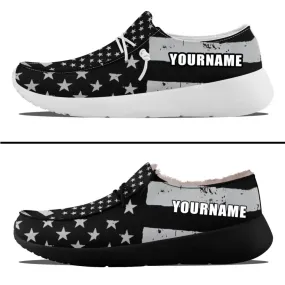 Unique Gift,Personalized Patriotic Canvas Slip-On Sneakers, Custom USA Flag Design Loafer Shoes, Buy One Get One Gift,ZH-240202305-6bb