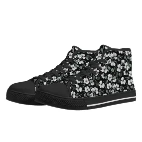 White and Green Clover Mens High Top Canvas Shoes