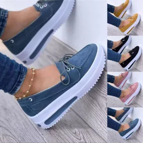 Women Fashion Loafers Lightweight Wedges Casual Thick Bottom Comfy Shoe