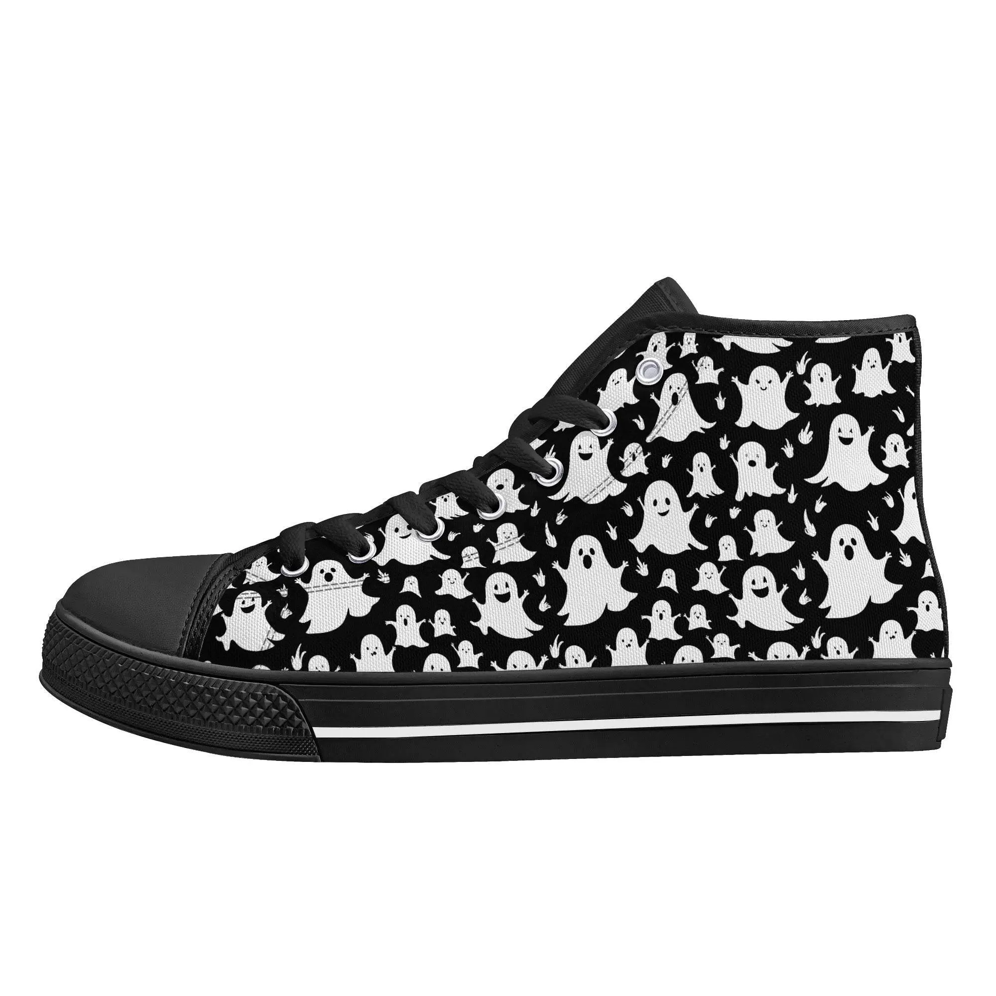 Womens Rubber High Spooky Ghost Canvas Shoes