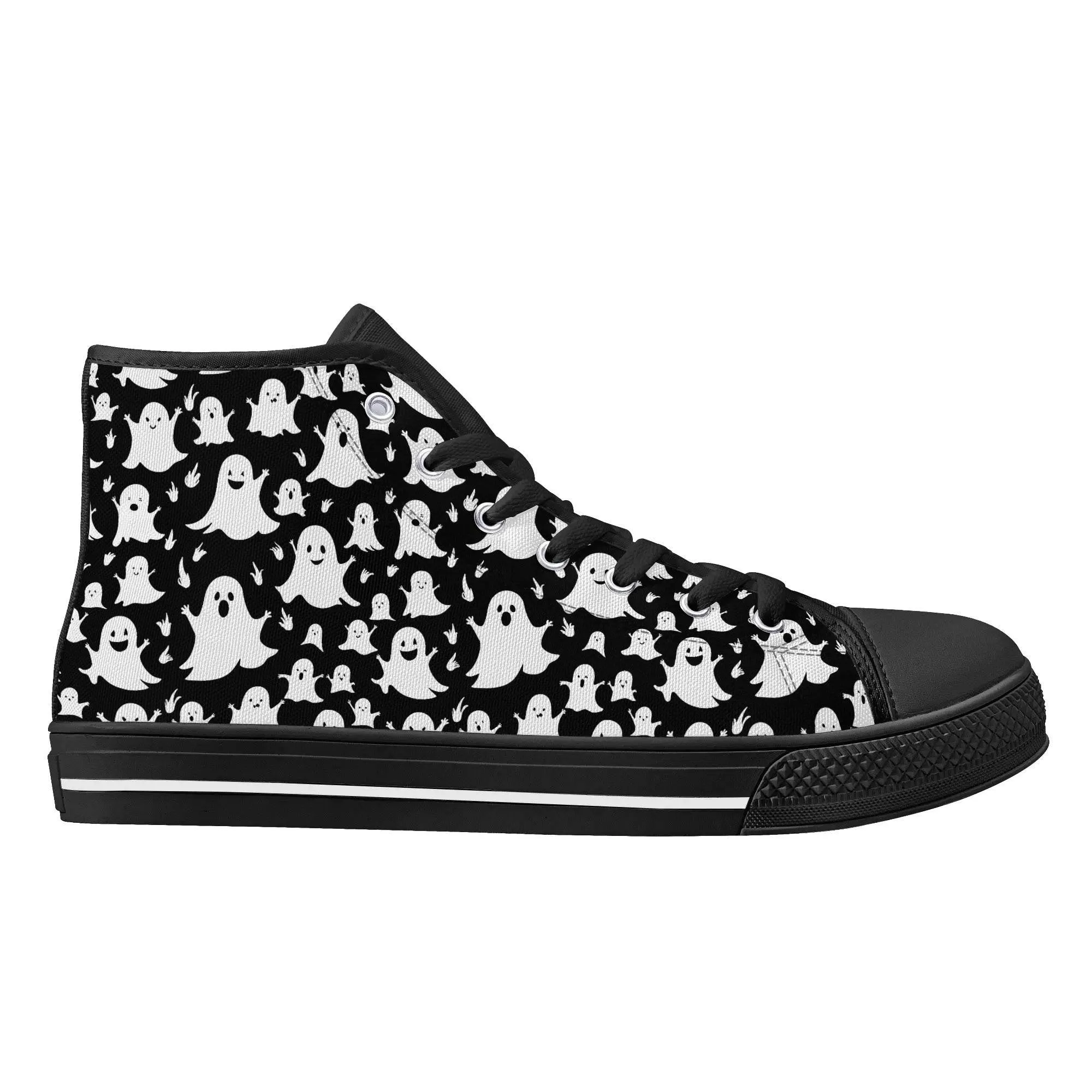 Womens Rubber High Spooky Ghost Canvas Shoes