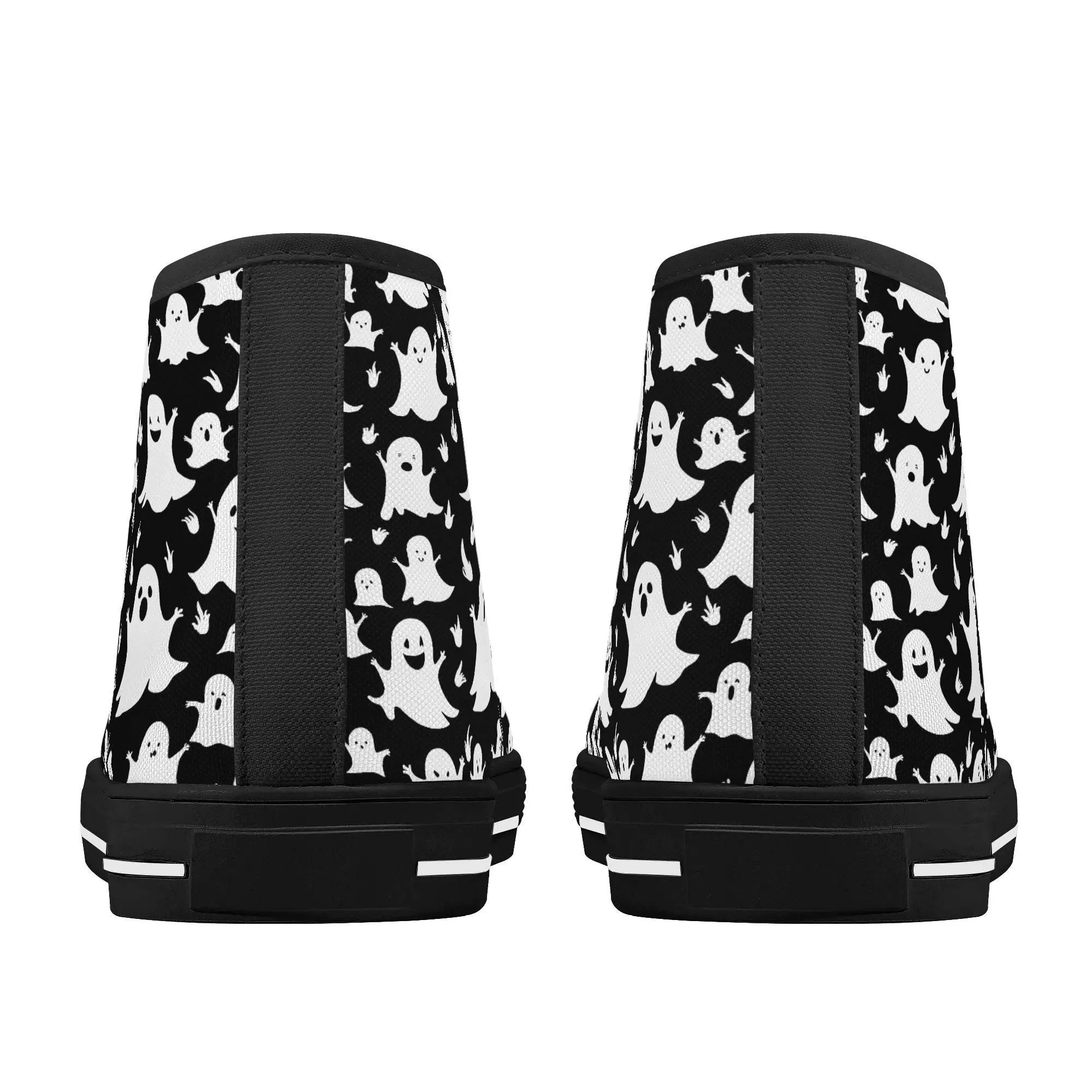 Womens Rubber High Spooky Ghost Canvas Shoes