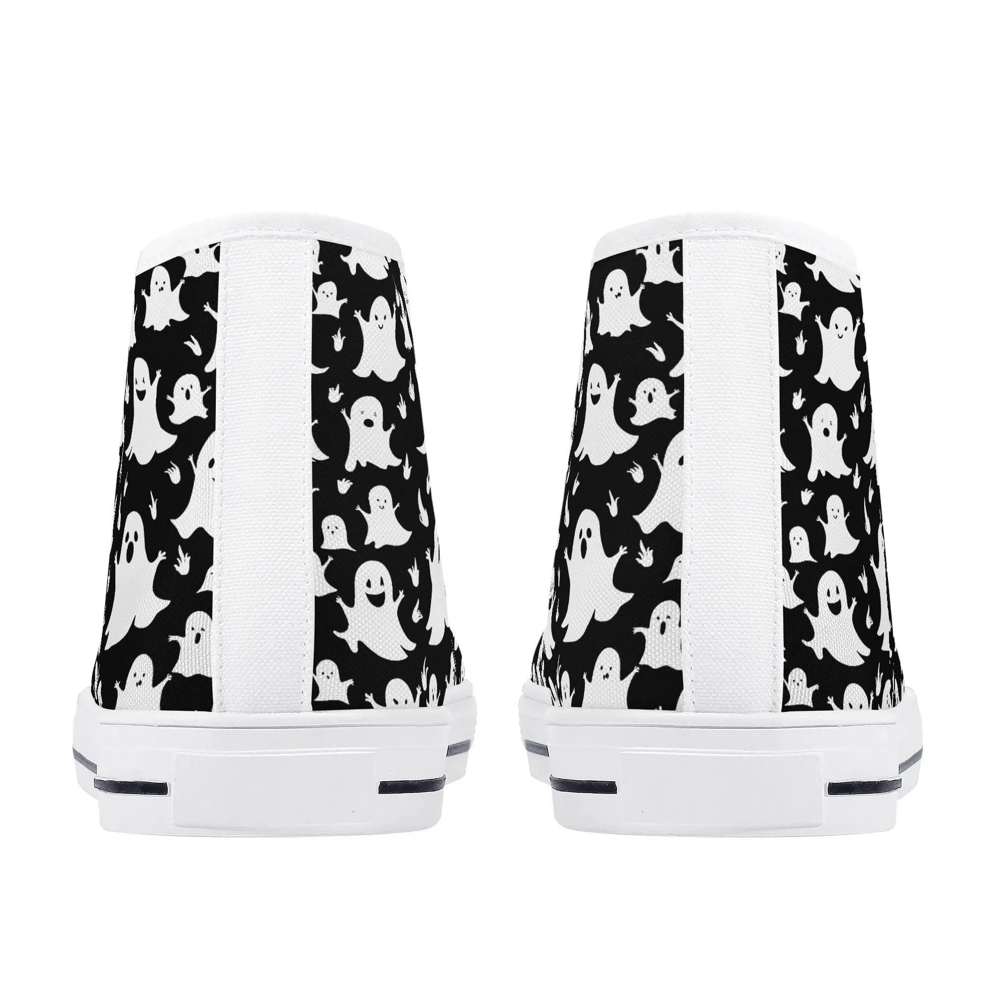 Womens Rubber High Spooky Ghost Canvas Shoes