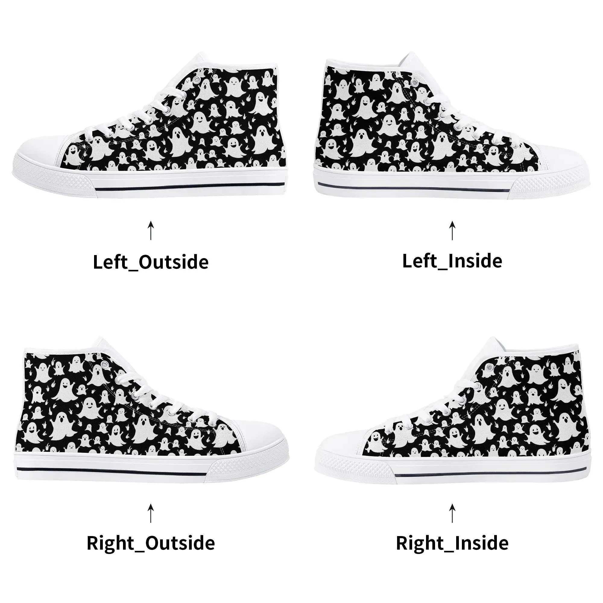 Womens Rubber High Spooky Ghost Canvas Shoes
