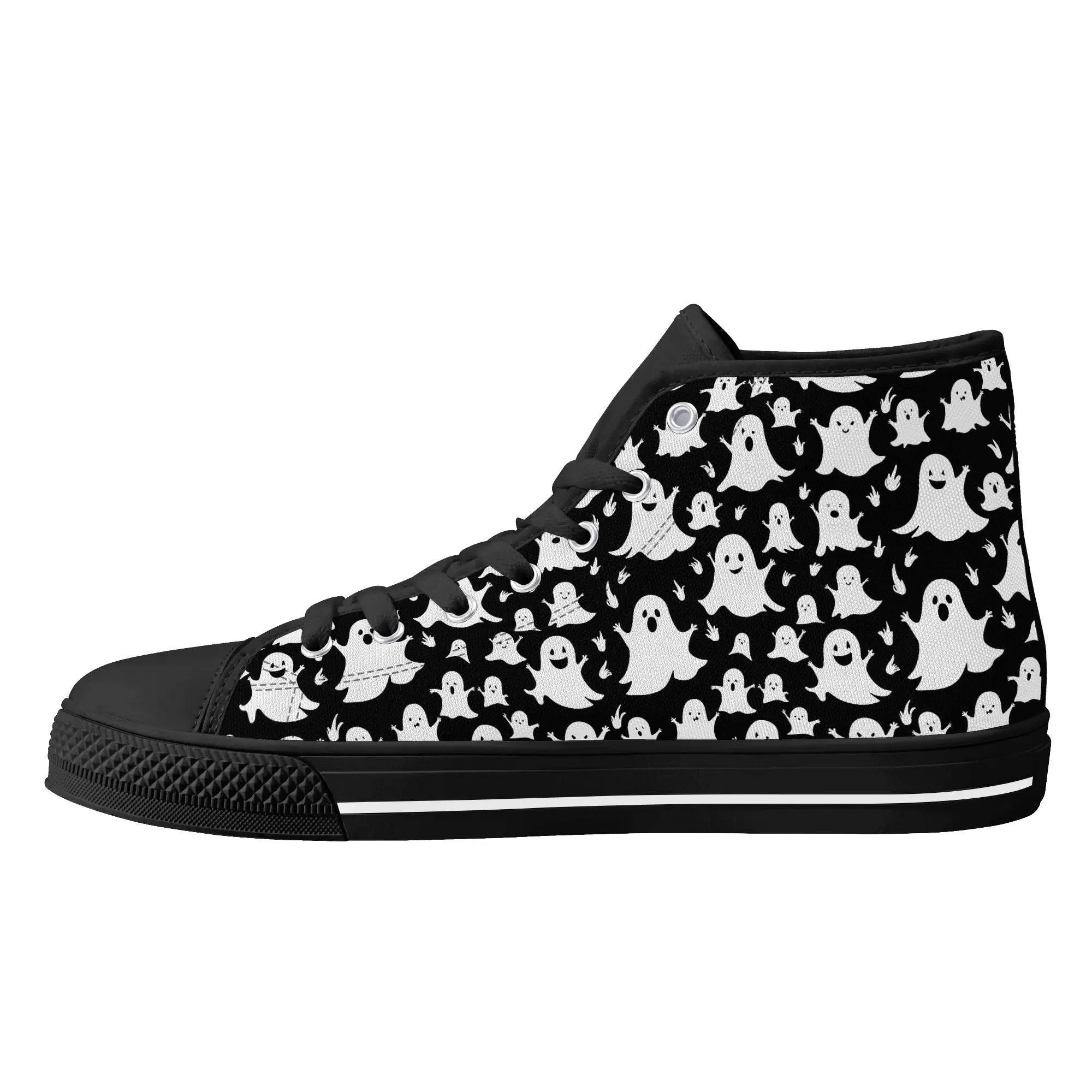 Womens Rubber High Spooky Ghost Canvas Shoes