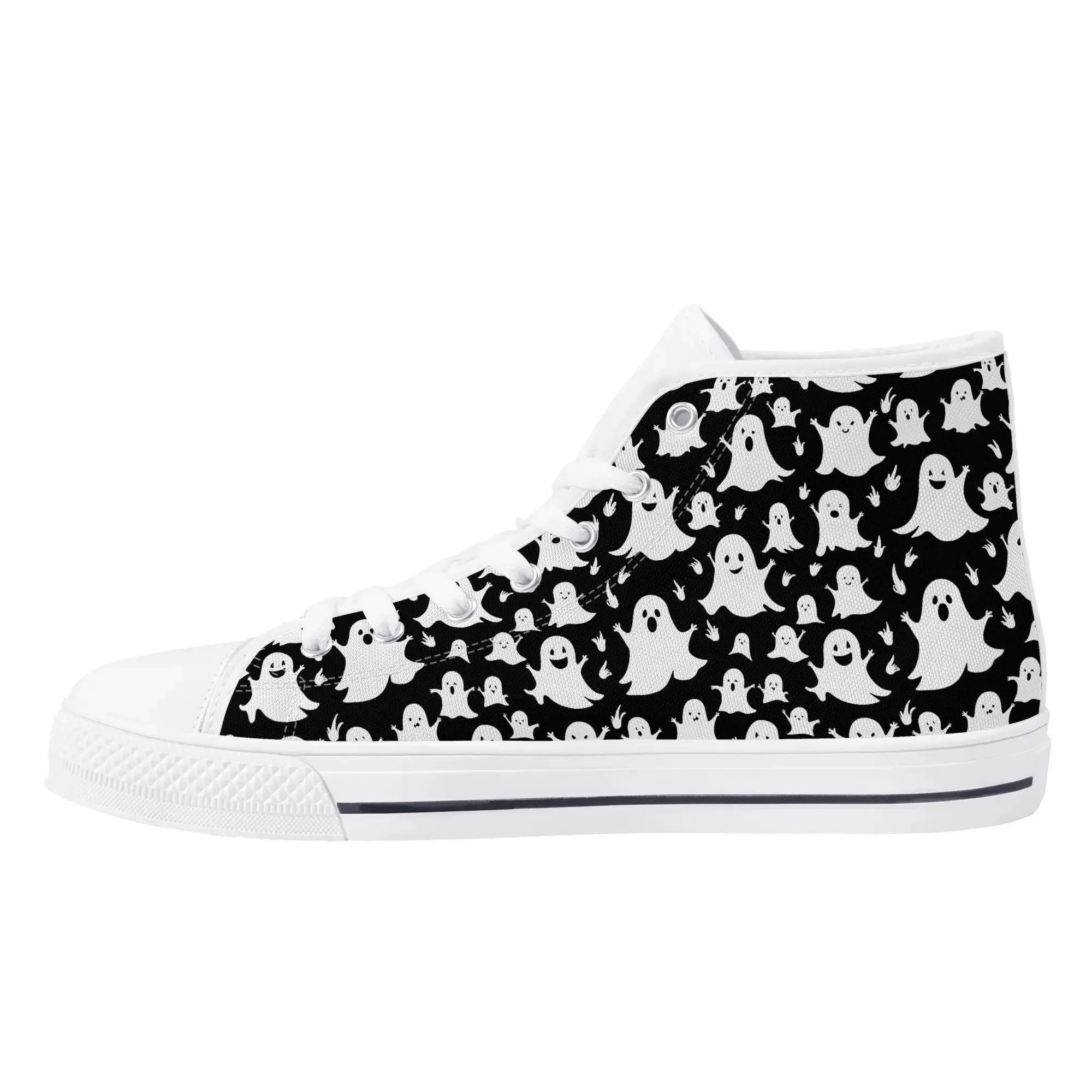 Womens Rubber High Spooky Ghost Canvas Shoes