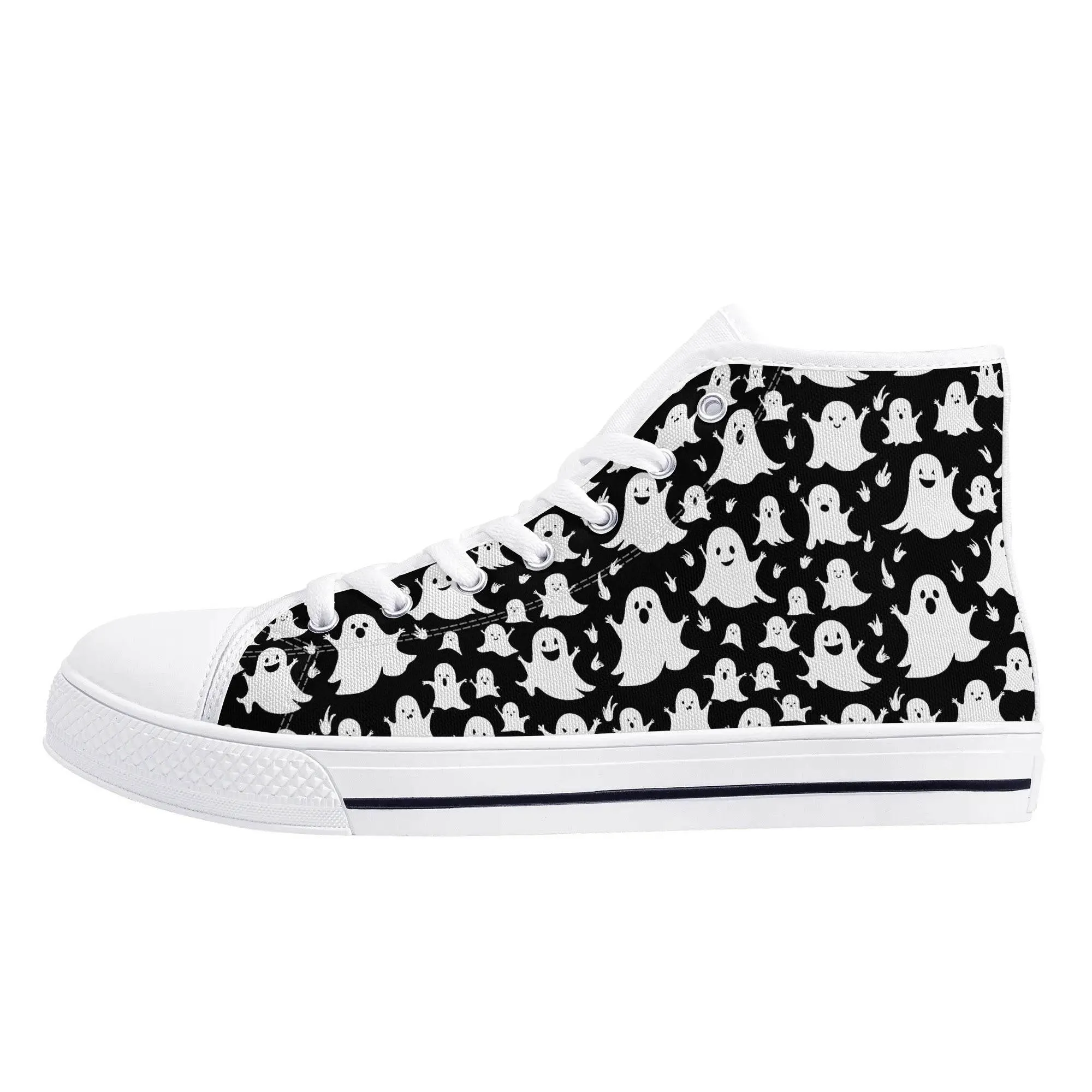 Womens Rubber High Spooky Ghost Canvas Shoes