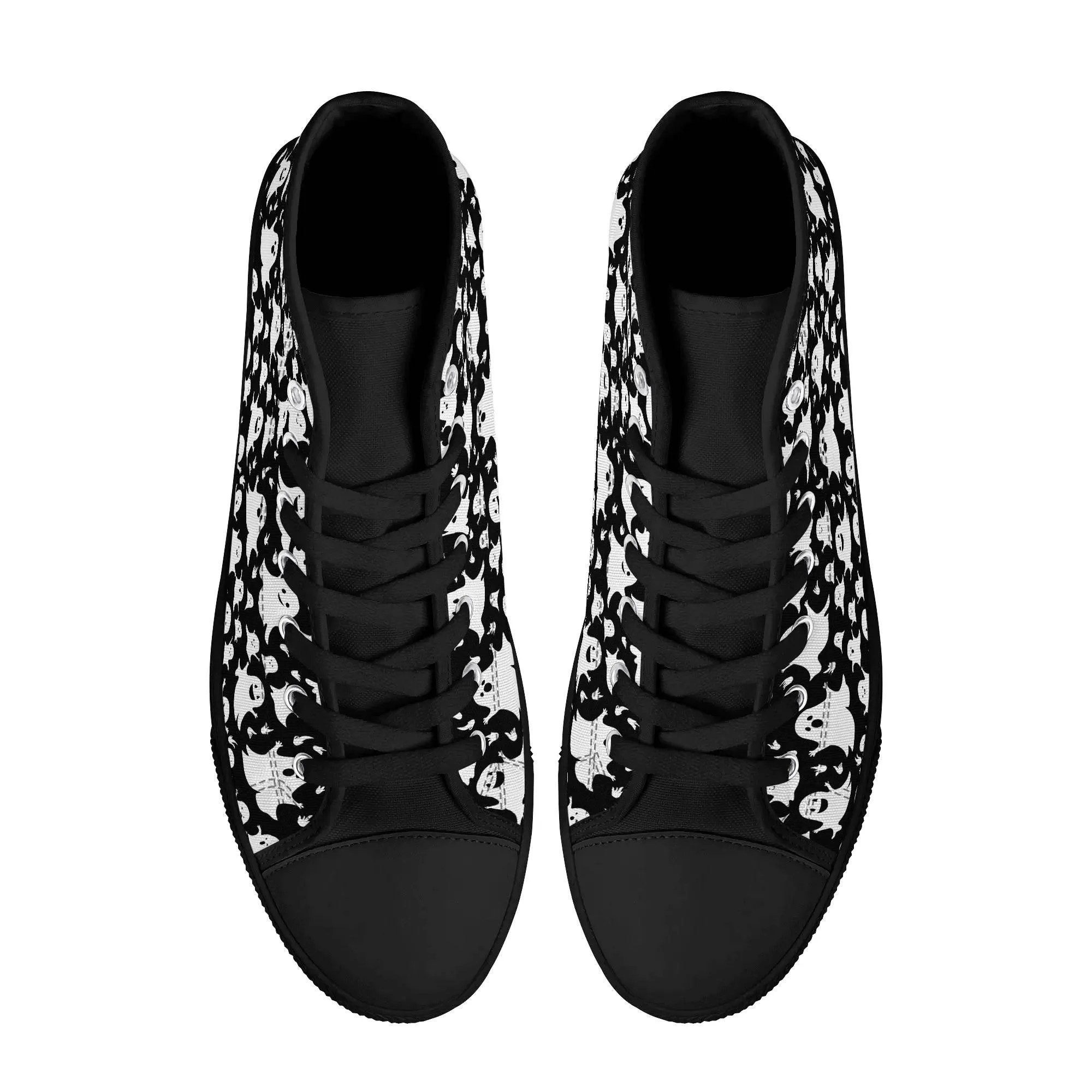 Womens Rubber High Spooky Ghost Canvas Shoes