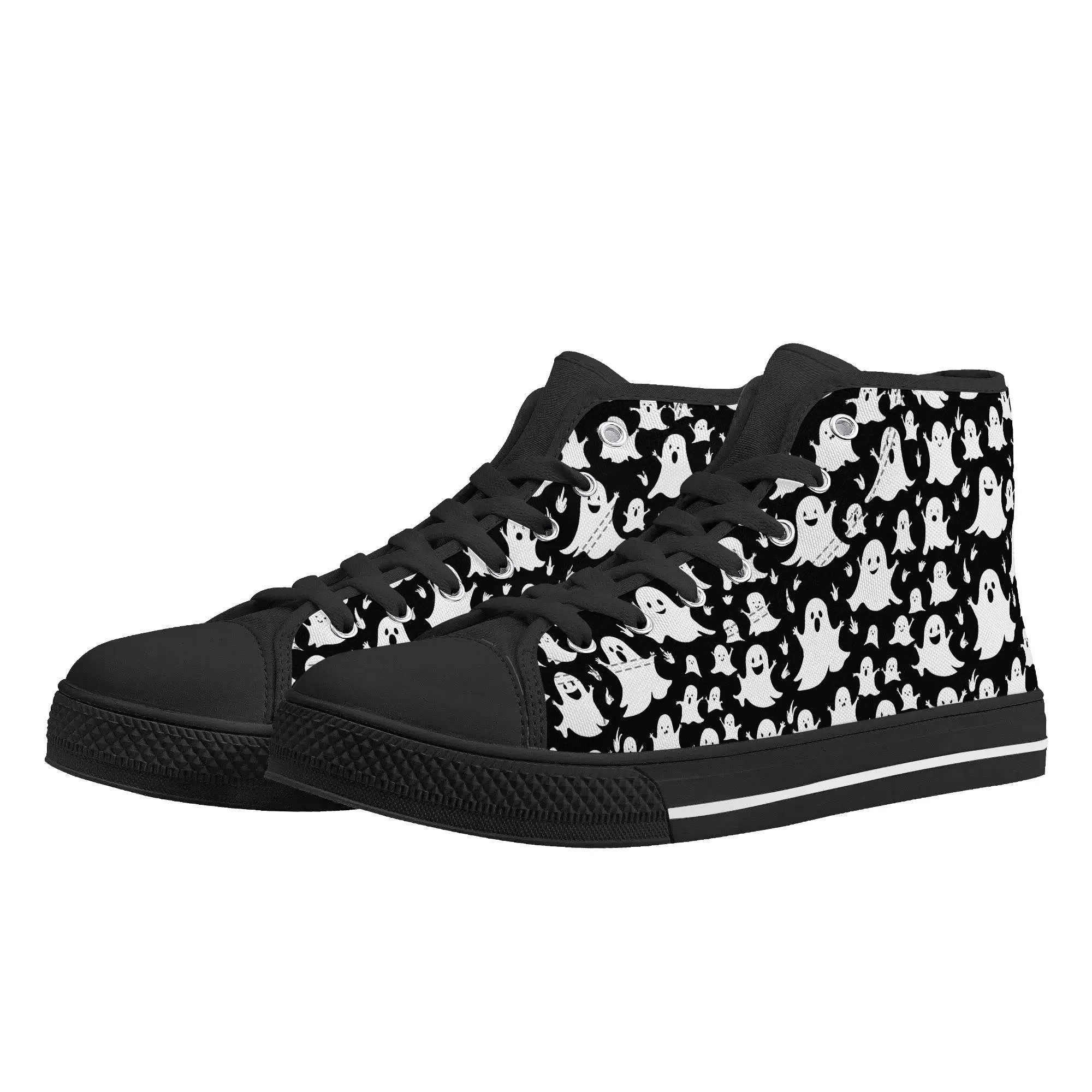Womens Rubber High Spooky Ghost Canvas Shoes