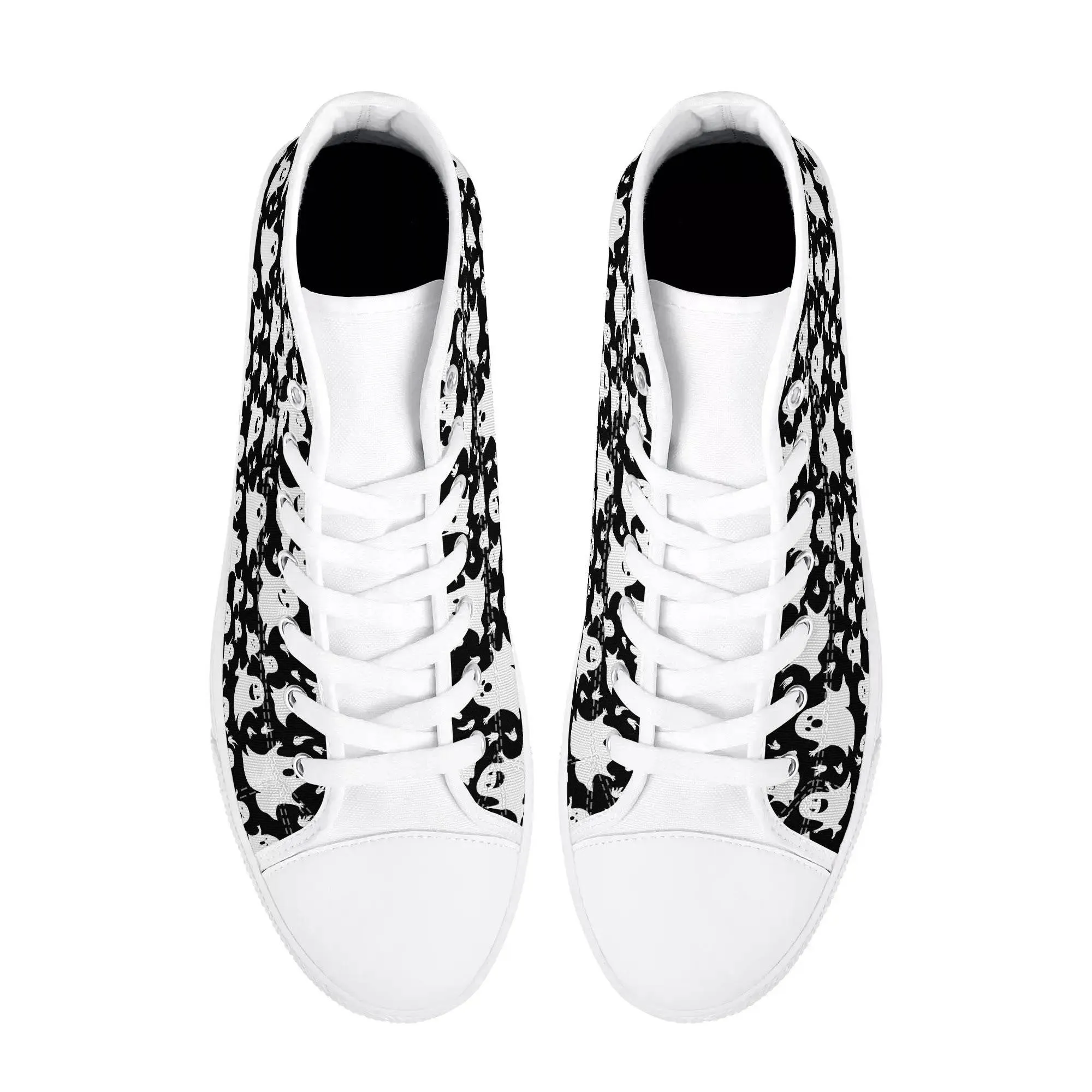 Womens Rubber High Spooky Ghost Canvas Shoes