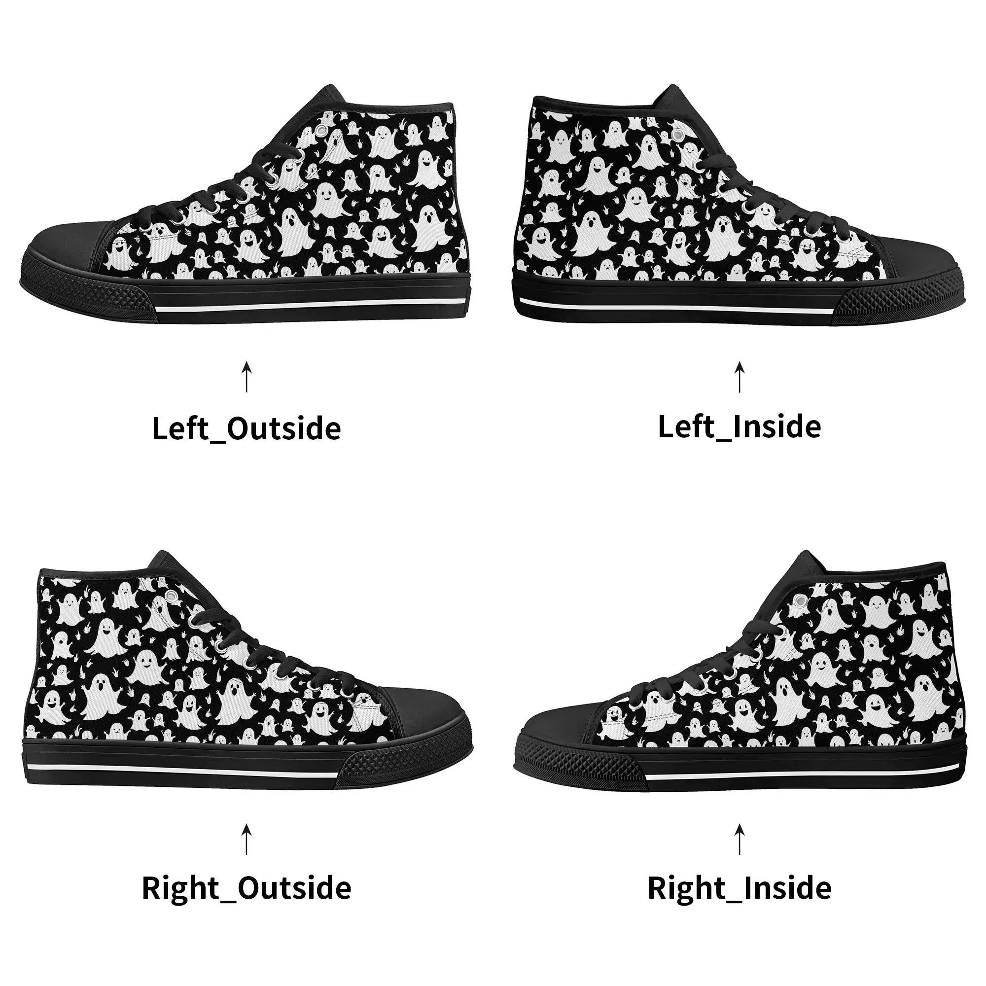 Womens Rubber High Spooky Ghost Canvas Shoes